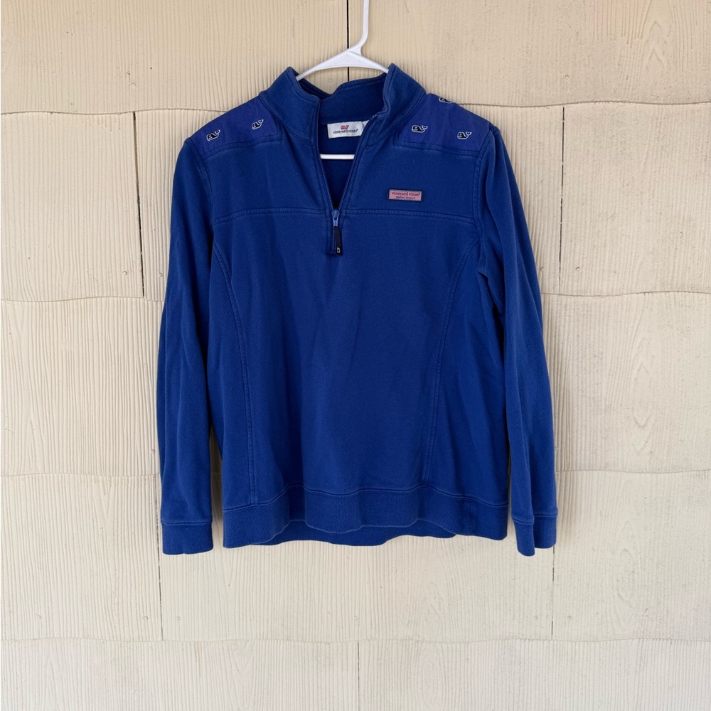 Vineyard Vines Sweatshirt Blue Cotton 1/4 Zip Mock Neck Pullover